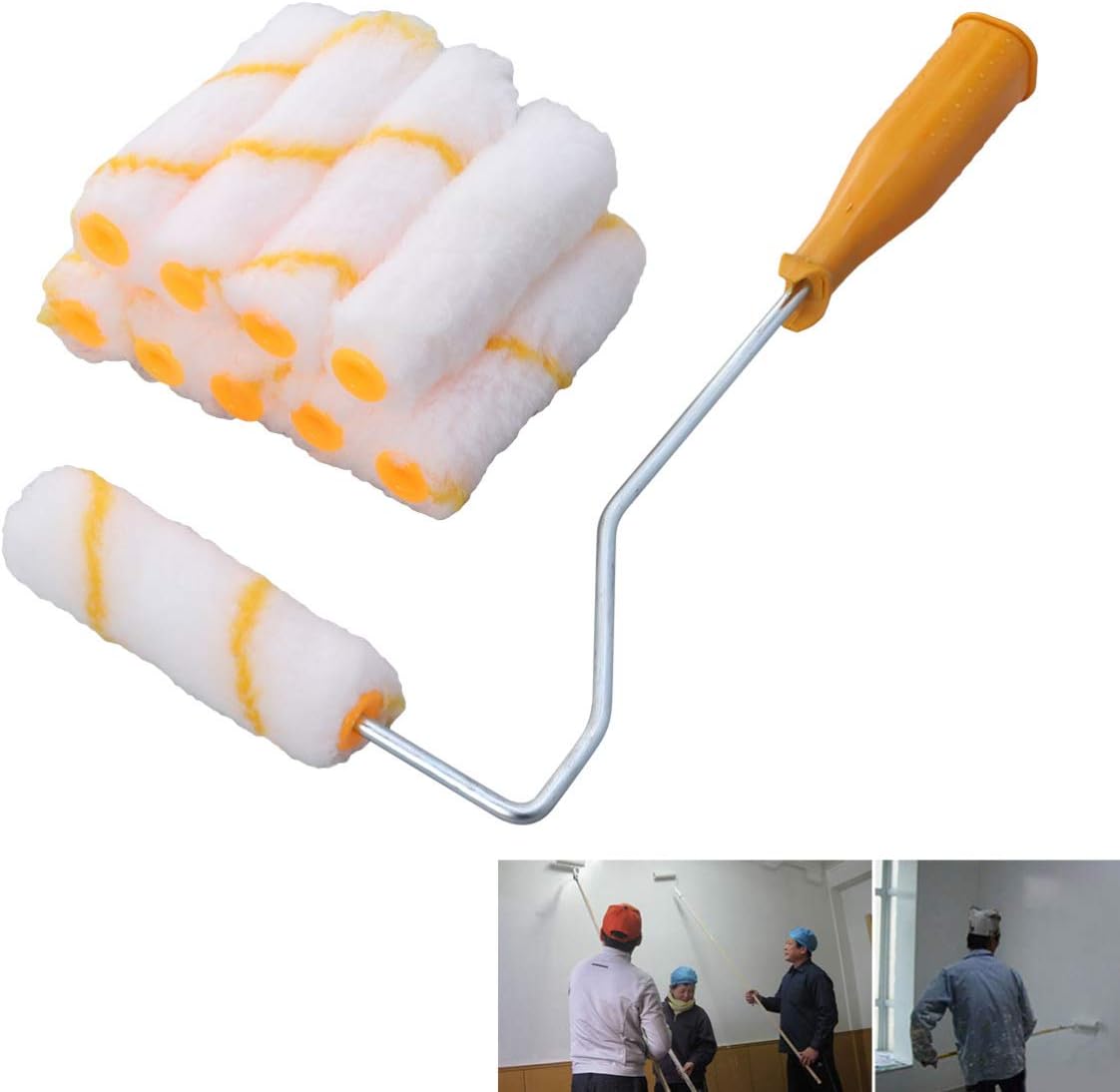 Yarnow 4 Inch Foam Paint Rollers Wall Print Brush Roller Set Handle