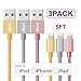 iBEST - iPhone Charger Cable, 3 Pack (5ft) [Apple MFi Certified] Gold, White, Pink, Nylon Braided, USB Cord for iPhone X, 8/8 Plus, 7/7plus, 6/6S plus, 5/5S/5C/SE,iPad mini/Air/Pro iPod touch/nano7