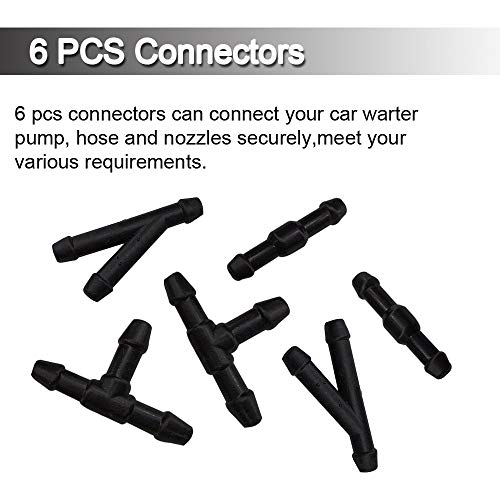 Universal Windshield Washer Nozzle Fluid Hose Kit 2.5 Meters with 6 Pcs Hose Connectors Suitable for Most of Car Washer Fluid Tubing