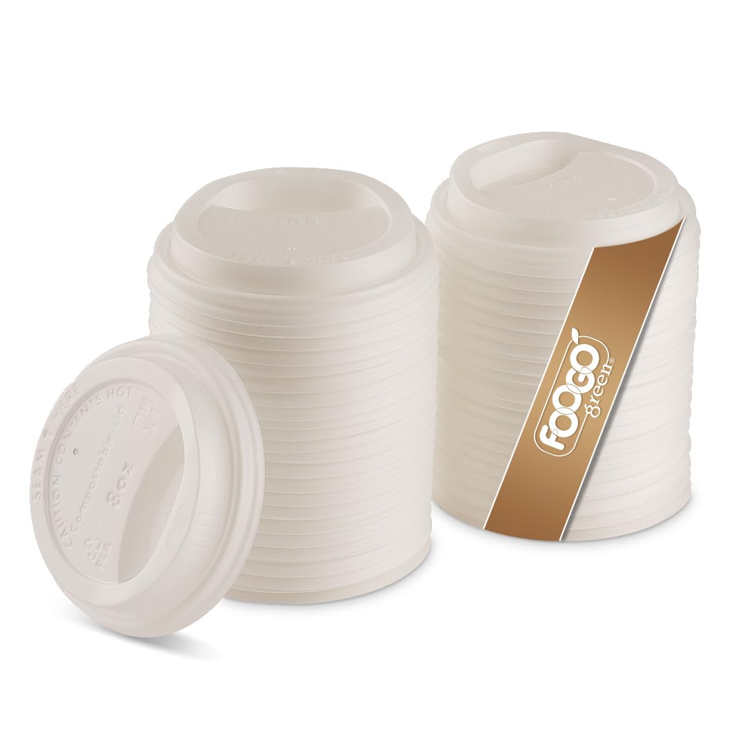 FOOGO Green 50pcs Lids for 8oz Paper Coffee Cups, 80mm Diameter, Leak-Proof and Secure Fit, Designed for Hot and Cold Beverages, Ideal for Takeaway, Office, and Events