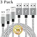 iPhone Charger Cable, Bojuren 3Packs 3FT 6FT 10FT Lightning Cable Nylon Braided Extra Long Durable Fast Charging Cord for iPhone X/8/7/7 Plus/6s/6s Plus/6/6 Plus/5/5S/5C/SE/iPad and iPod (White+Grey)