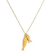 TONLUYAX Gold Fish Pendant Necklace for Women Trendy Beach Charm Sardine Necklaces Dainty Summer Jewelry