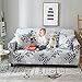 Donzake Printed Grey Sofa 2 Seat Stretch Couch Sofa Slipcovers for 2 Cushion Couch with 2 Pillow Case (Silver Leaves)