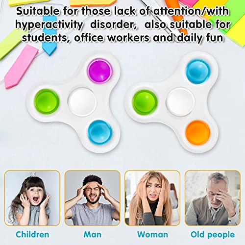 Magicalmai 4pcs Fidget Spinners Simple Dimple, 2 in 1 Popping Fidget Toys Sensory Therapy Popper Portable Stress Relief Hand Toys for Kids and Adults in Office Home School