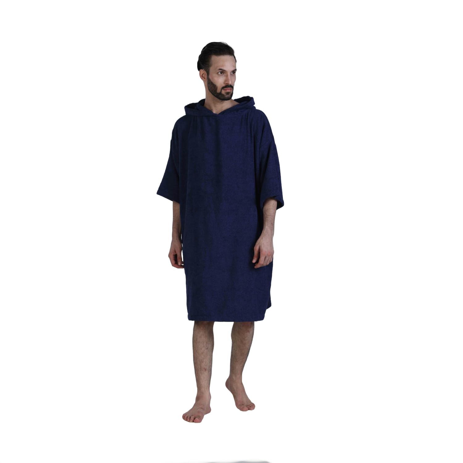 Photo 1 of ALLEN & MATE 100% COTTON Unisex Hooded Surf Poncho – Oversized Quick-Dry Absorbent Warm Changing Robe for Beach & Swimming (Navy Blue)
