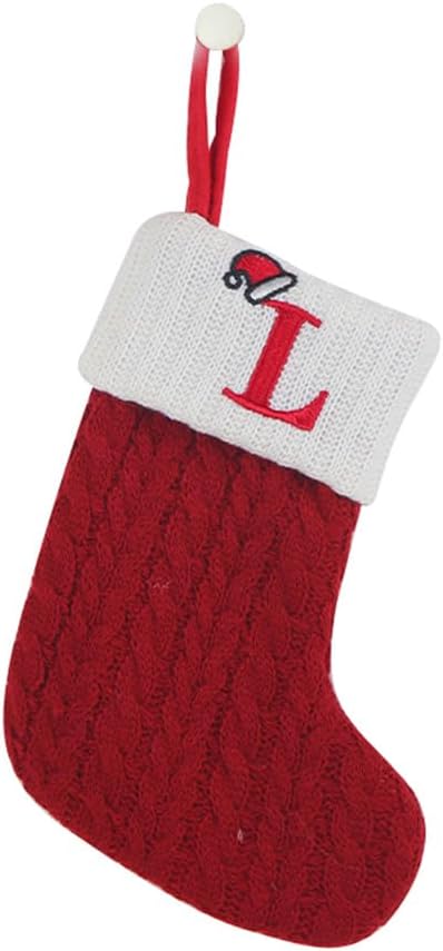 Stockings & Holders - CRSMHLPK 7 inch mini initial christmas stocking monogram embroidered christmas stocking red,white,green knit mini stocking christmas decorations L-Red-C06