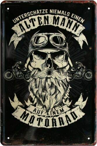 Unterschätze niemals einen alten Mann Biker Tin Sign 20 x 30 cm 314