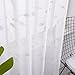 Haperlare Sheer Curtains, Leaf Embroidery White Sheer Window Curtains Faux Linen Textured Solid Grommet Voile Curtains for Living Room Bedroom, 52 x 84 Inch, 2 Panels