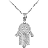 Claddagh Gold Jewish Jewelry 925 Sterling Silver Star of David Charm Hamesh Hand Hamsa Pendant Necklace