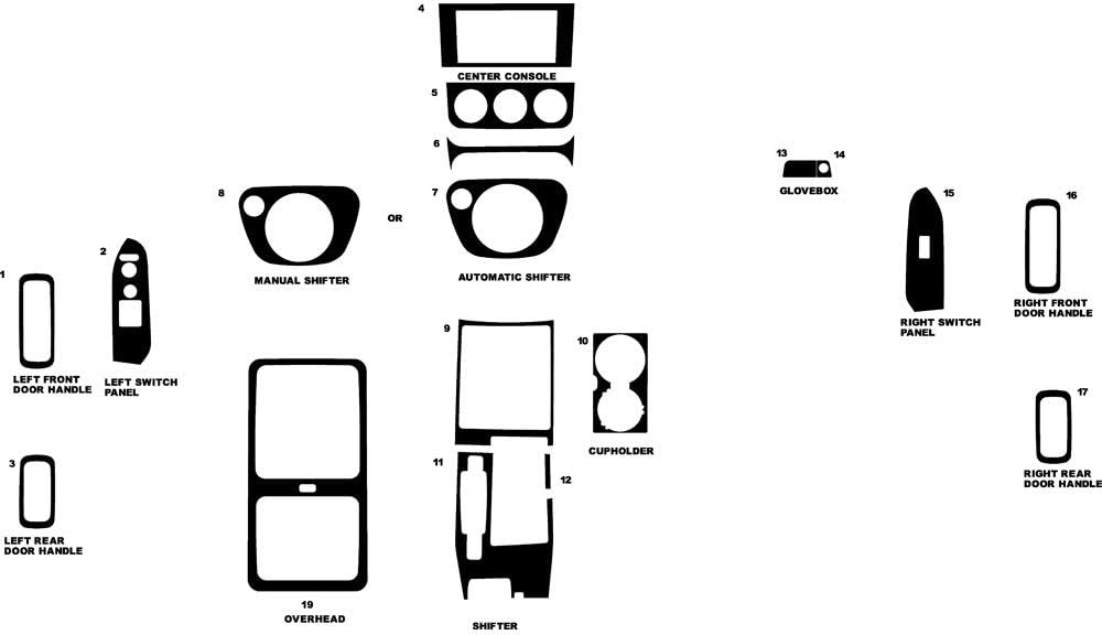 Rvinyl Rdash Dash Kit Decal Trim for Honda Element 2007-2011 - Aluminum (Brushed Gunmetal)