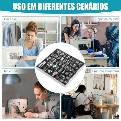 Gavzrt Conjunto de Pés de Calcador de 42 Peças para Máquina de Costura, Pé Calcador Sapata Kit 42 Peças Maquina de Costura Doméstica, Peças e Acessórios para Calcadores para Máquinas de Costura