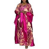 HD Fashion African Jacquard Kaftan Dress for Woman Fancy Party Gown with Headwrap