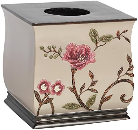 Popular Bath Tissue Box, Larrisa Collection, Rose Design , Brown