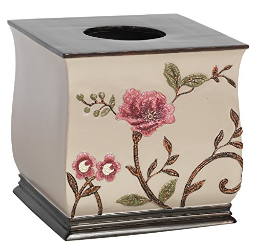 Popular Bath Tissue Box, Larrisa Collection, Rose Design , Brown