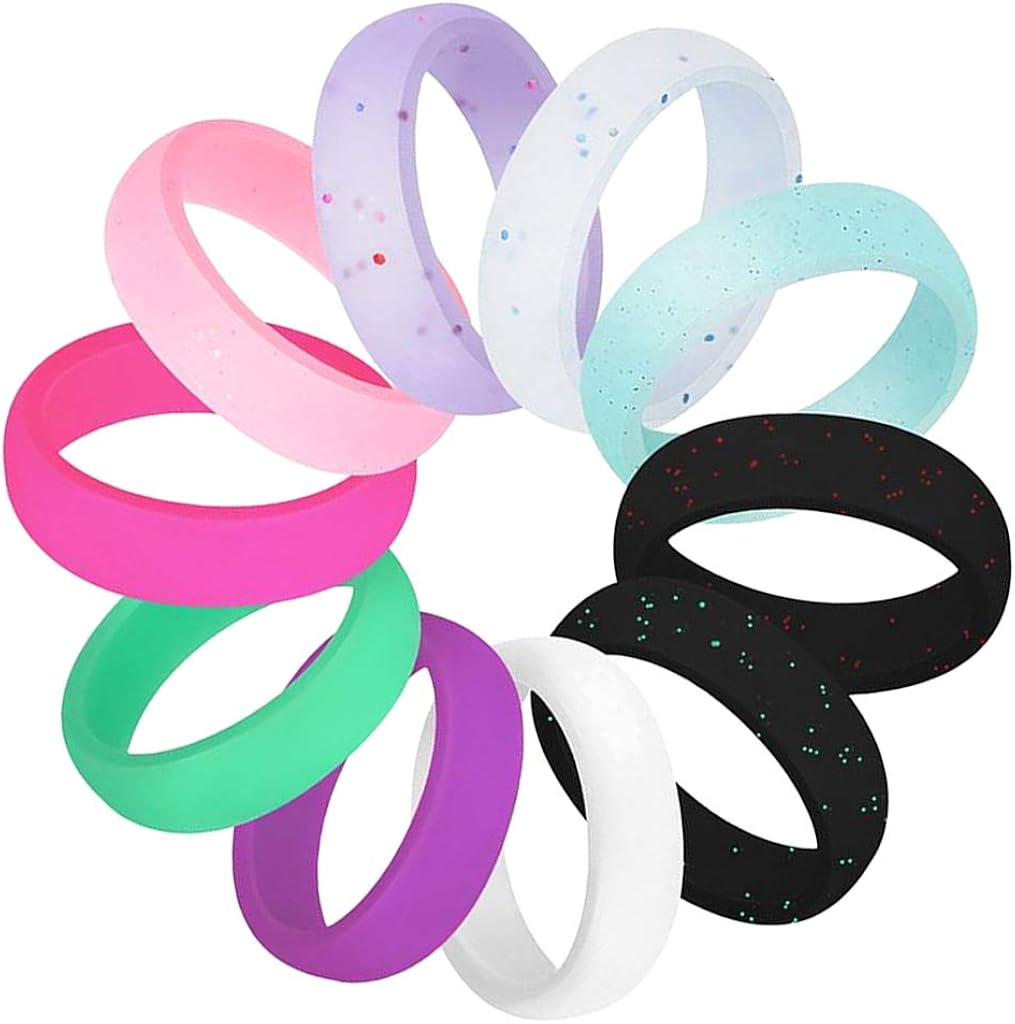 Fityle 10pcs Rubber Wedding Bands for Workout and Sports