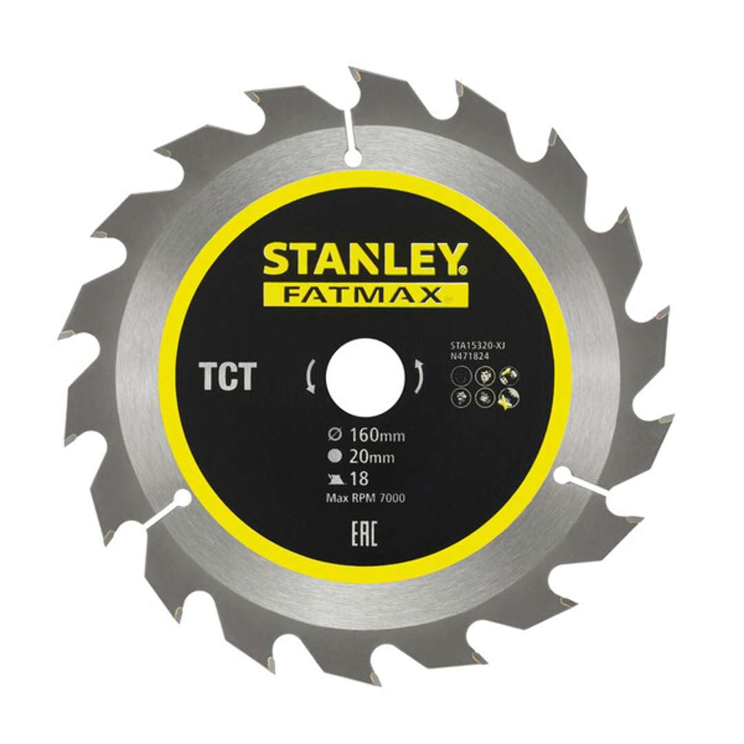 STANLEY STA15320-XJ Hoja TCT 160x20 18 Teeth for DIYers & Professionals, Ideal for Repair, Installation and Workshop tasks, Single Unit