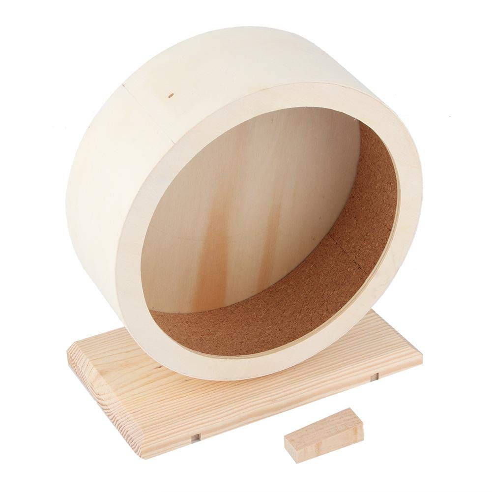 Hamster Wooden Running Wheel Bracket Silent Pet Exercise Running Wheel Toy for Hamster Guinea Pig Hedgehog Chinchilla(M)