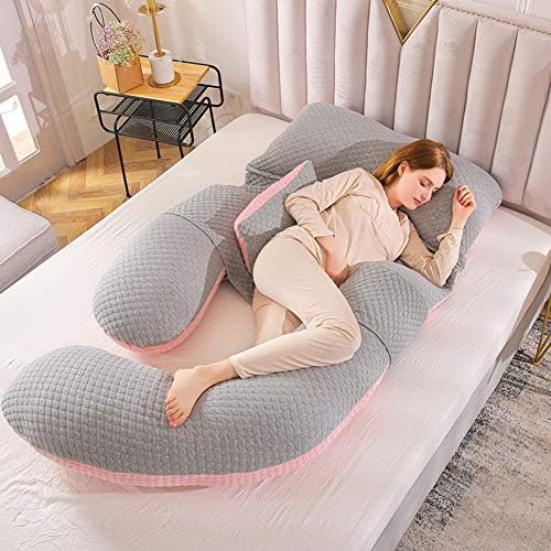 Cqing G Shape Pregnant Pillow, Woman Side Sleeper Support Removable Multifunctional Waist Support Quiet and Comfortable Ergonomic Maternity Pillow,C