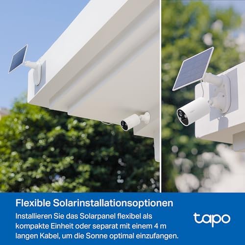 C410 KIT Solar Überwachungskamera Aussen Akku, 2K 3MP, Farbnachtsicht, MicroSD-Speicher, 6400-mAh Nicht entfernbarer Akku, Zwei-Wege-Audio, Personenerkennung, Alexa&Google Assistant, 2,4 GHz