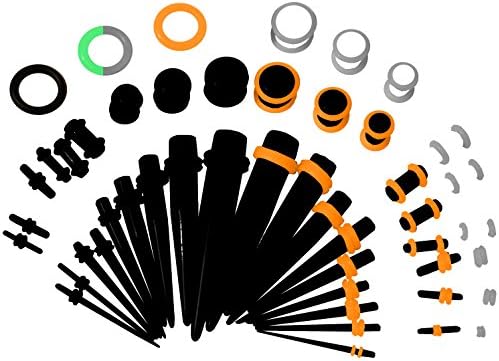 KingNQueen - 36 pc Set - Best Ear Stretching Tapers and Plugs Starter Kit โ Black