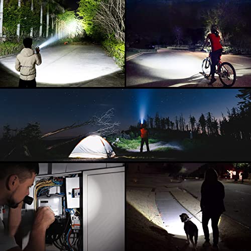 Rechargeable LED Flashlights High Lumens, Super Bright 10000 Lumen XHP70 Tactical Flashlight,5 Modes Best Flashlight for Camping,Zoomable, IP65 Waterproof,Emergency Flashlights [Battery not Included]