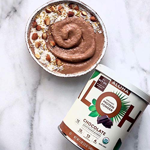 ALOHA Organic Chocolate Plant Based Protein Powder with MCT Oil, 19 oz, 15 Servings, Vegan, Gluten Free, Non-GMO, Stevia and Erythritol Free, Soy Free, Dairy Free and Only 4g of Sugar - Thumbnail 5