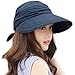 Comhats Ladies Wide Brim Visor Caps Packable 100% Linen Summer Sunhat SPF50 Vent Free Size NavyBlue