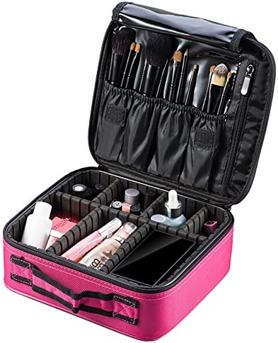 Portable Professional Makeup Case Mini Travel Makeup Bag 2 Layer Makeup Organizer Bag with Adjustable Dividers