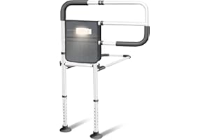 AGRISH Bed Rail for Elderly, Bed Assist Grab Bar Handle with Motion Sensor Light & Storage Pouch, Bed Rails for Elderly Adults Safety Getting in & Out of Bed - Fits Twin Full Queen King Bed