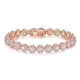 Bamoer Valentine's Gift Luxury Rose Gold Plated Bracelet for Women with Sparkling Clear Cubic Zirconia inlaid
