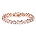 BAMOER Classic Luxury Rose Gold Plated Bracelet with Sparkling White Cubic Zirconia Stones for Women Grils for Her 7.5 Inches