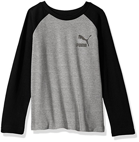 PUMA Big Boys' Longsleeve Raglan T-Shirt, Charcoal Heather, X-Large (18/20)