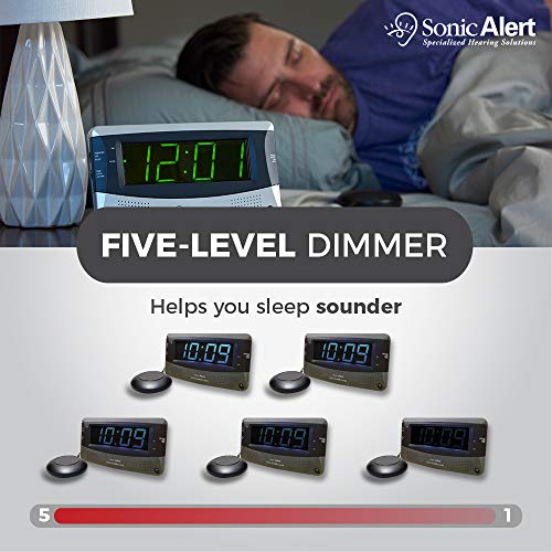 Sonic Alert Dual Extra Loud Alarm Clock with Bed Shaker Sonic Boom
