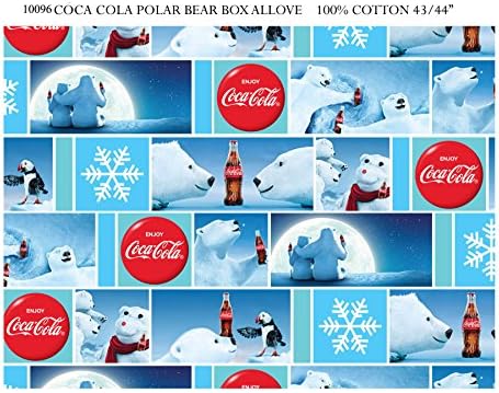COCA COLA COTTON FABRIC-COCA COLA QUILTING FABRIC-COCA COLA POLAR BEAR BLOCK FABRIC-10096
