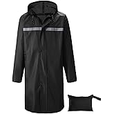 AIMLYXEE Men’s Waterproof Hooded Raincoat, Lightweight Packable Windproof Long Rain Jacket with Reflective Strip