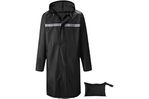 AIMLYXEE Men’s Waterproof Hooded Raincoat, Lightweight Packable Windproof Long Rain Jacket with Reflective Strip