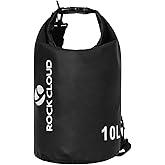 ROCK CLOUD Dry Bag Waterproof 10L Dry Sack for Kayaking Rafting Boating Beach Surfing Swimming Canoe Camping Hiking Fishing Ski, Black