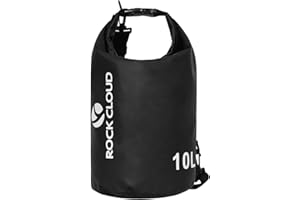 ROCK CLOUD Dry Bag Waterproof 10L Dry Sack for Kayaking Rafting Boating Beach Surfing Swimming Canoe Camping Hiking Fishing Ski, Black