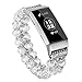 fastgo Compatible for Fitbit Charge 3 4 Band for Women, Handmade Dressy Elastic Wrist Band Compatible for Fitbit Charge 3 Bracelet Band Wristband Replacement Watch Band Accessories(Crystal White)