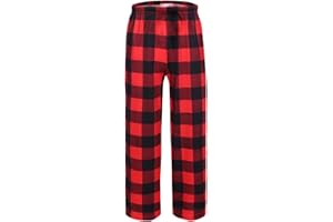 Ekouaer Boys Pajama Pants Long Sleep Soft Elastic Waist Bottoms Plaid Lounge With 2 Pockets 4-14 Years