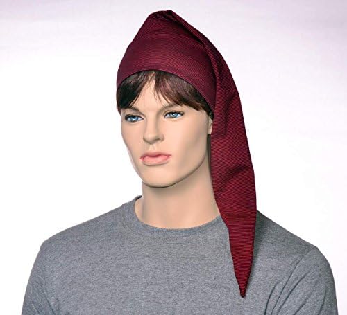 Pointed Nightcap Burgundy and Black Pin Stripe Long Pointed Sleeping Hat