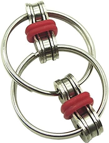 PEYOND Key Ring Fidget Flippy Chain Fidget Toy Relieve Stress Reducer For Autism,ADHD,Autism Boredom Through Your Finger Tips(Red)