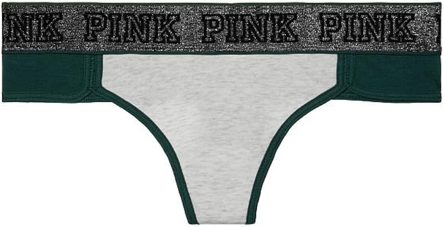 Amazon Com Victoria S Secret Pink Lurex Logo Thong Panty Heather