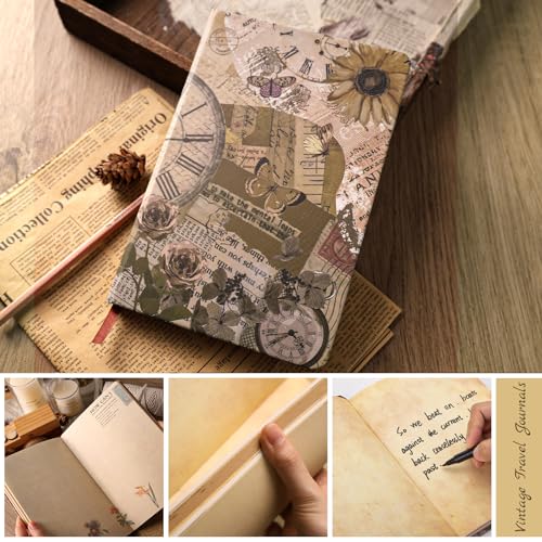 Koogel Vintage Travel Journal for Women, A5 Hardcover Executive Notebook European Style Kraft Paper Diary Notepad for Women Office School Travel