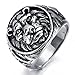 HAMANY Jewelry Men's Stainless Steel Ring Lion Head Shield Biker Vintage