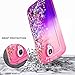 Galaxy S4 Case with Tempered Glass Screen Protector for Girls Women Kids, NageBee Glitter Liquid Bling Floating Waterfall Diamond Shockproof Durable Cute Case for Samsung Galaxy S4 -Pink/Purple