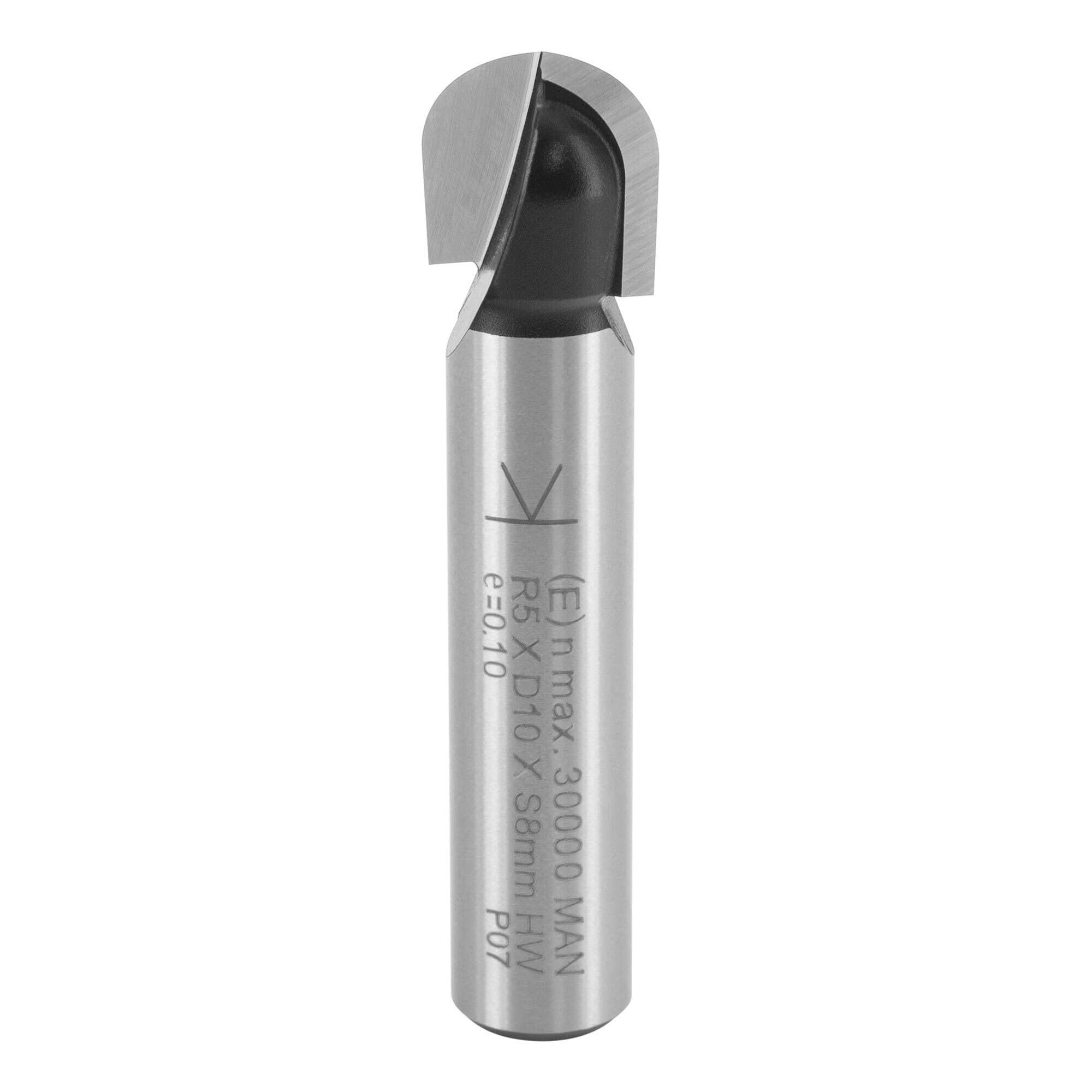 ENT 12284 Cove Cutter, Shank (S) 8 mm, Radius (R) 5 mm, Diameter (D) 10 mm, NL 9,5 mm, SL 32 mm, Carbide Tungsten, Woodworking, Router — image 1