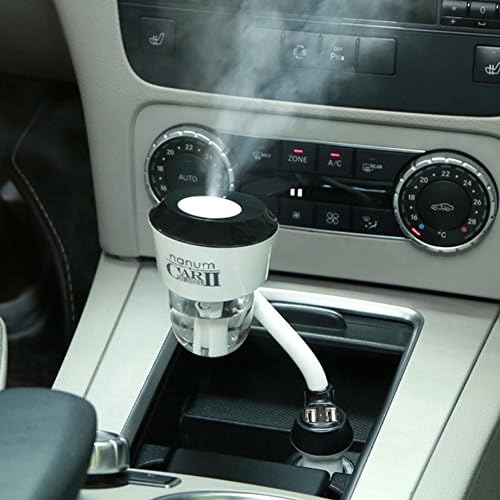 PIUPIU Upgraded Car Essential Oil Diffuser Ultrasonic Cool Mist Humidifier Air Purifier 2 Hours Auto Shut-Off 360 Degree Rotation with Dual USB Charger Adapter (Black)
