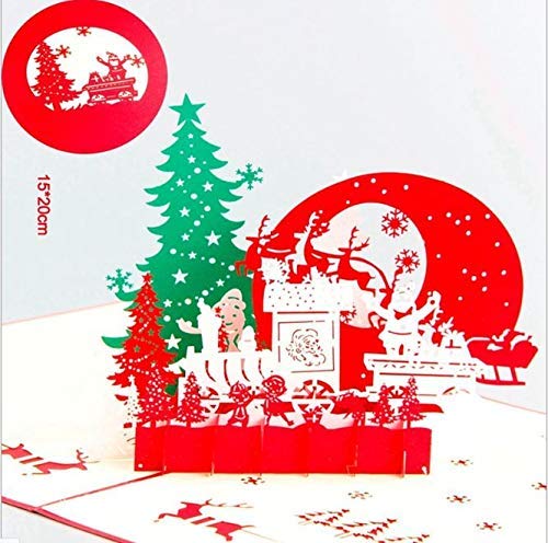 Immagini Di Auguri Vigilia Di Natale.Bc Worldwide Ltd Fatto A Mano 3d Pop Up Biglietto Di Auguri Natale Natale Vigilia Notte Silenziosa Babbo Natale Renna Slitta Sempreverde Conifera Papercraft Regalo Per Amici E Familiari Amazon It Handmade