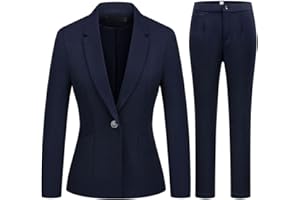 MODFUL Women's 2 Piece Business Suit Pant Set Slim Fit One Button Blazer Jacket Lady Work Suit for Office